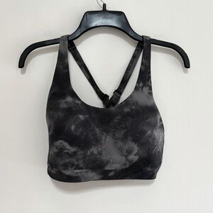Athleta Advance Printed High Impact Sports Bra in Black Gray Print, size 32DD
